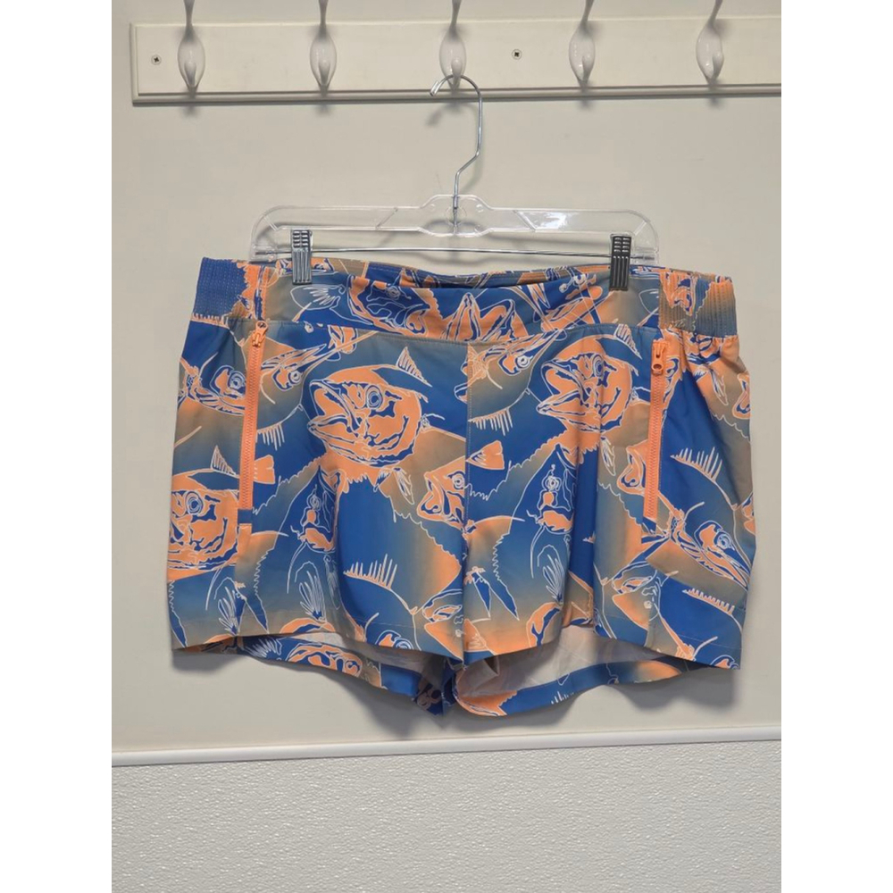 Women's‎ Columbia Blue and coral Fish Print Athletic Shorts XL